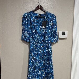The Kooples Blue Floral Midi Dress